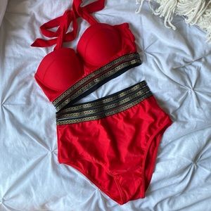 red bathing suit